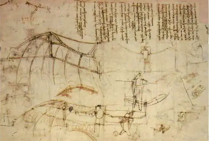 A sketch of a hang glider.