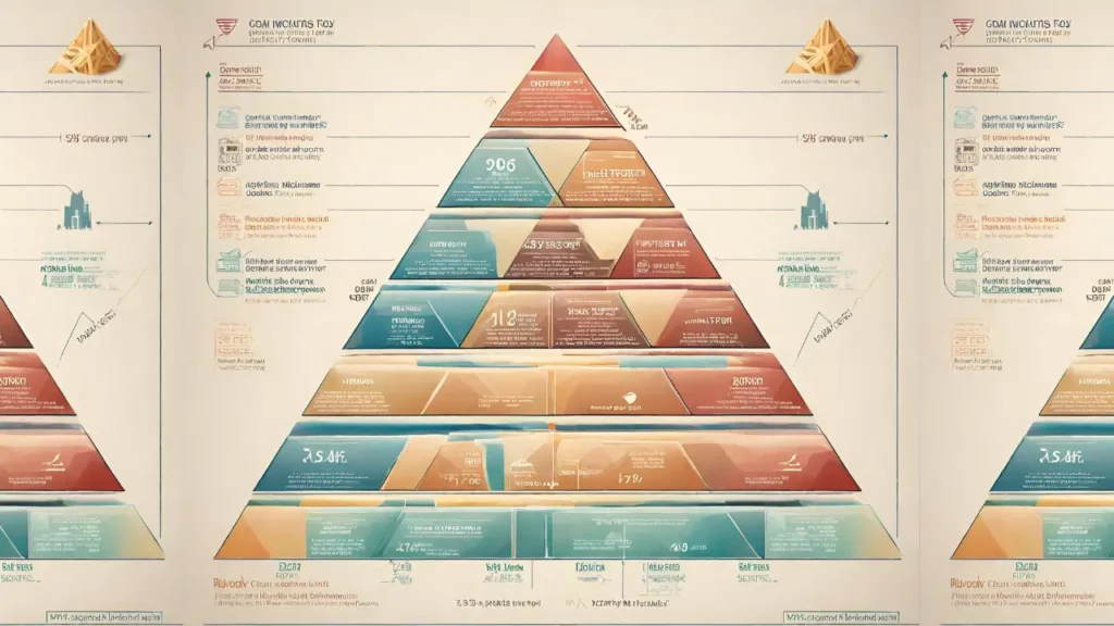 A pyramid chart infographic presenting the concept of hierarchy.