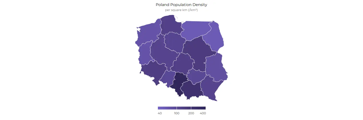 Poland population density map.