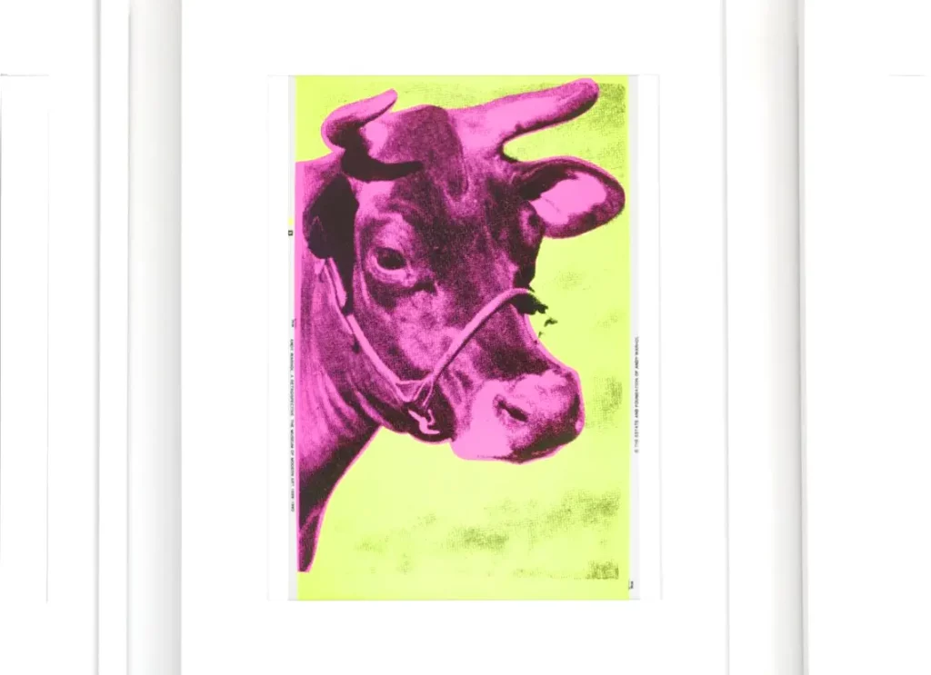 A famous poster of Andy Warhol’s purple cow.