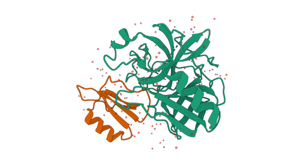 A complex molecular model in 3D, demonstrating an ideal application of 3D charts for scientific data.